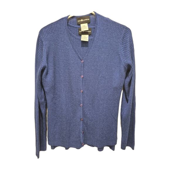 Vintage Sag Harbor Royal Blue Sweater Set Women Large - Picture 1 of 7